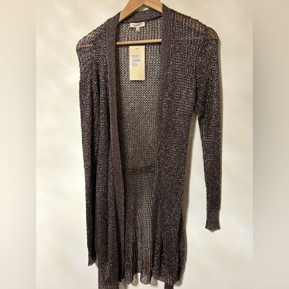 Love Sen- NWT-MultiColor Metallic Knit duster-Super fun piece